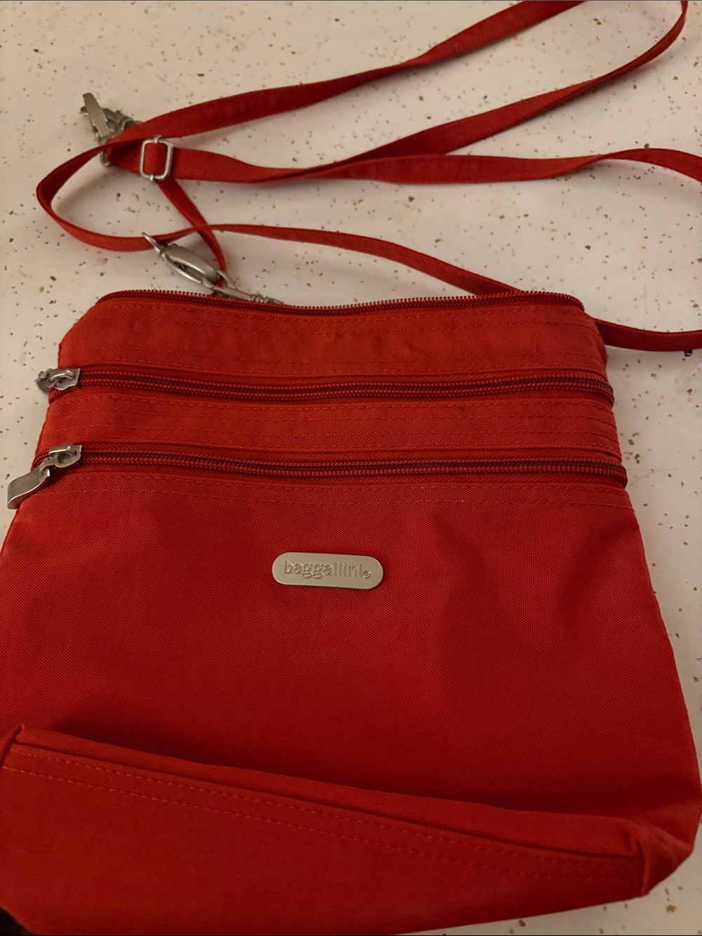 Baggallini Red Nylon Crossbody with Multiple Zip Compartments